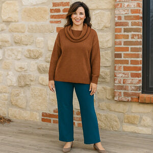 EUC Chico’s Teal Pull-On Pants Size Medium | Elastic Waist Comfort Fit